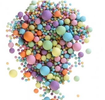 Драже зерновое взорванные зерна риса в цветной кондит.глаз. (оранж,голуб,розов,сирен,изумр) №297М